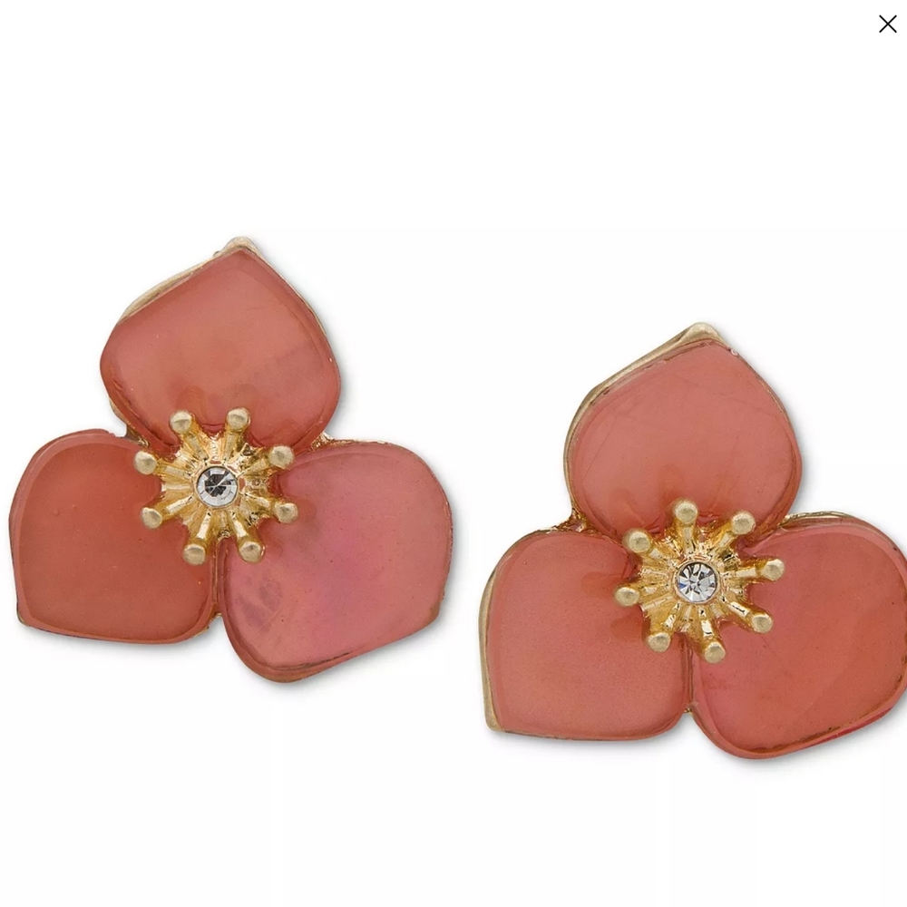 lonna & lilly  Gold-Tone Pavé Color Flower Button Earrings